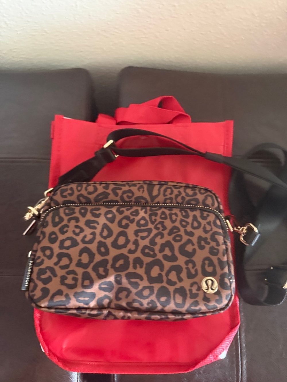 lululemon athletica Leopard Print Crossbody Bag - Brown & Black